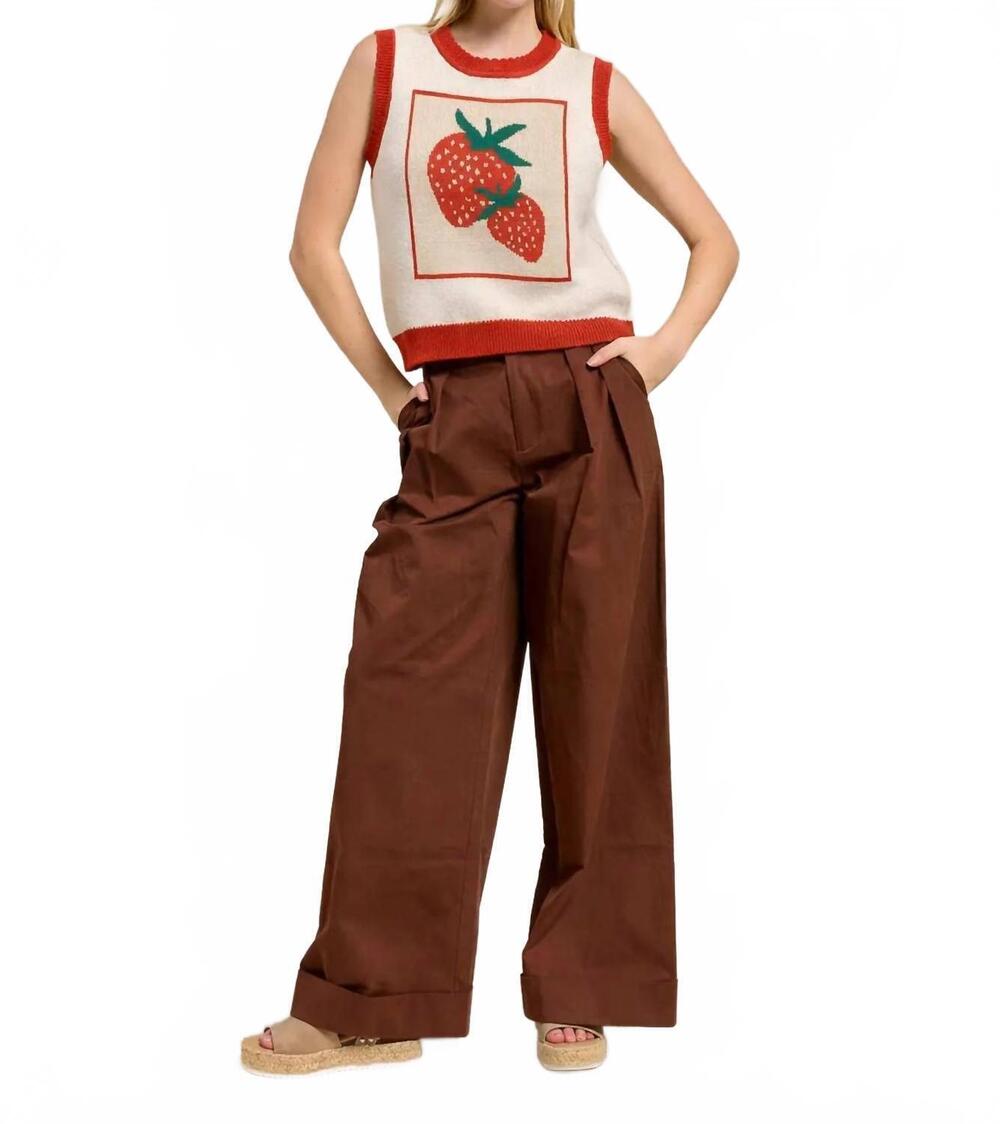 NEW FLAT WHITE strawberry sweater vest in red multi